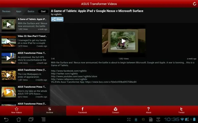 Nexus 7 & Transformer Videos android App screenshot 3