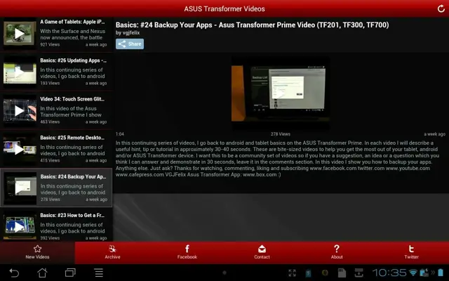 Nexus 7 & Transformer Videos android App screenshot 4